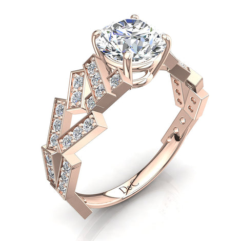 Anello di fidanzamento Gina in oro rosa 1.42 carati con diamante tondo