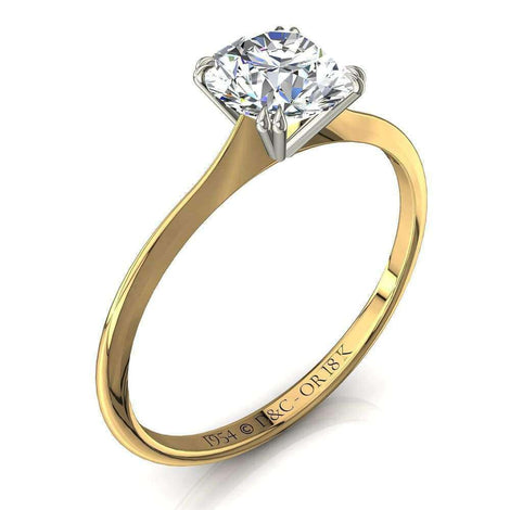 Bague de fiançailles diamant rond 1.50 carat or jaune 1954