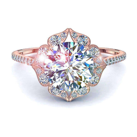 Anello di fidanzamento Arina con diamante tondo da 1.50 carati in oro rosa