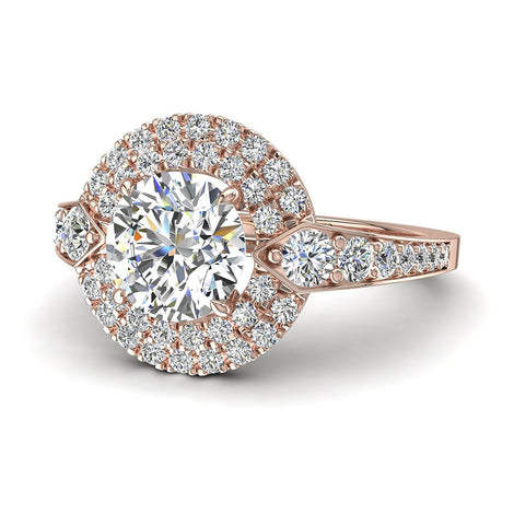 Bague de fiançailles diamant rond 1.50 carat or rose Aurora