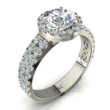 Anello di fidanzamento Portofino in oro bianco 1.60 carati con diamante tondo