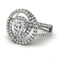 Anello di fidanzamento con diamante tondo in oro bianco 1.60 carati Venezia