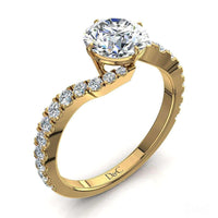 Bague de fiançailles diamant rond 1.60 carat or jaune Adriana