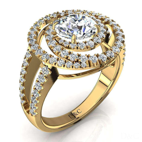 Anello Venezia in oro giallo 1.60 carati con diamanti rotondi