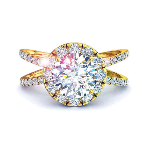 Solitaire diamant rond 1.65 carat or jaune Isabelle