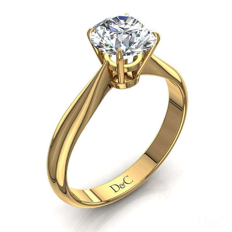 Bague diamant rond 1.70 carat or jaune Elodie
