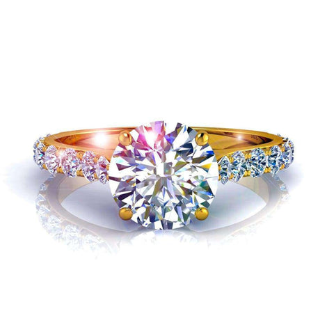 Bague de fiançailles diamant rond 1.70 carat or jaune Rebecca