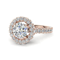 Bague de fiançailles diamant rond 1.70 carat or rose Viviane