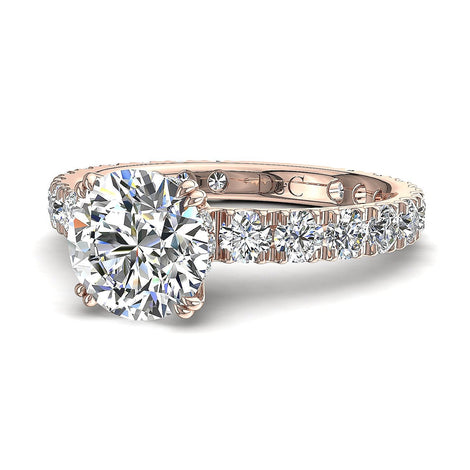 Bague de fiançailles diamant rond 1.80 carat or rose Valentina