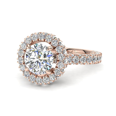 Bague de fiançailles diamant rond 1.80 carat or rose Viviane