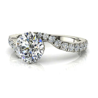 Anello di fidanzamento Adriana in oro bianco con diamante tondo da 1.90 carati