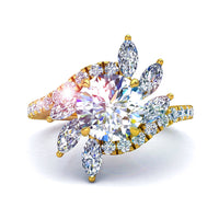 Bague de fiançailles diamant rond 1.90 carat or jaune Lisette