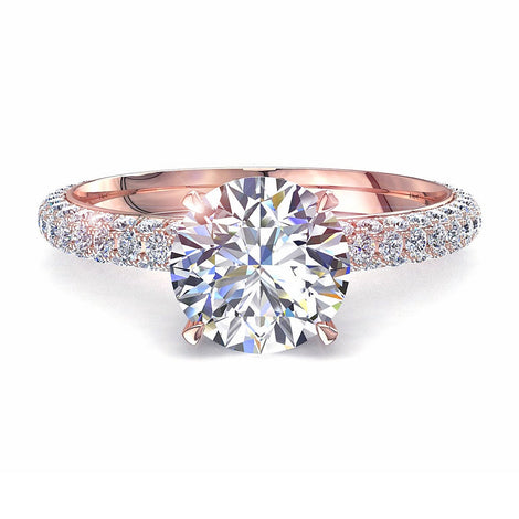 Bague de fiançailles diamant rond 2.00 carat or rose Paola