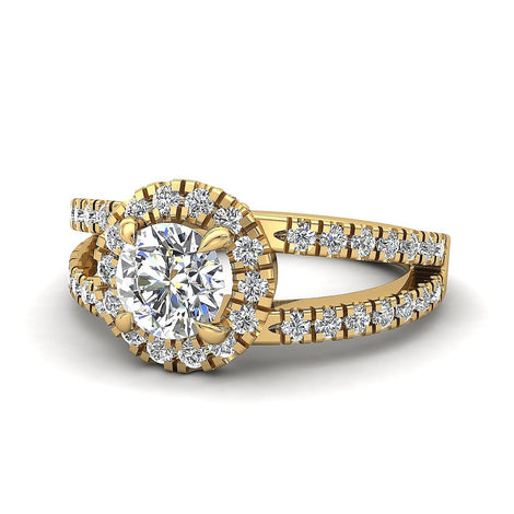 Anello di fidanzamento con diamante tondo Imperia in oro giallo da 2.10 carati