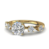 Bague de fiançailles diamant rond 2.10 carats or jaune Serena