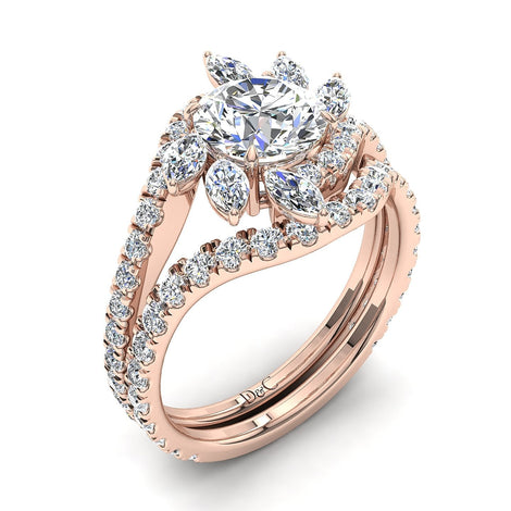 Solitaire diamant rond 2.10 carats or rose Lisette