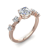 Bague de fiançailles diamant rond 2.10 carats or rose Serena