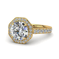 Bague de fiançailles diamant rond 2.35 carats or jaune Fanny