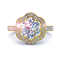 Solitaire diamant rond 2.35 carats or jaune Lily