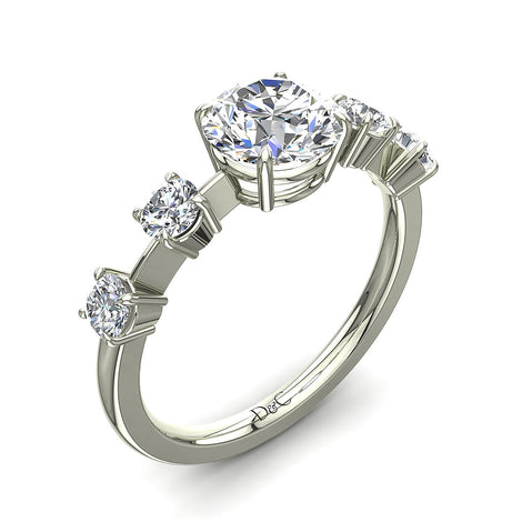 Bague de fiançailles diamant rond 2.38 carats or blanc Serena
