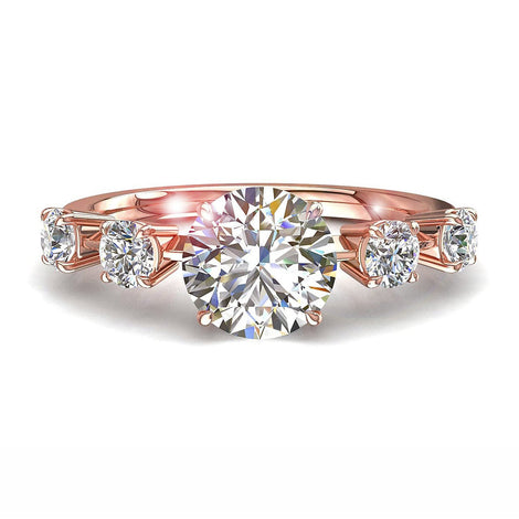 Bague diamant rond 2.38 carats or rose Serena