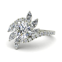 Bague de fiançailles diamant rond 2.60 carats or blanc Lisette