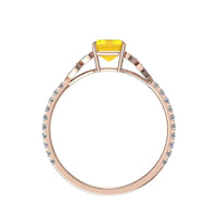 Anello smeraldo zaffiro giallo e diamanti marquise Angela in oro rosa 1.60 carati