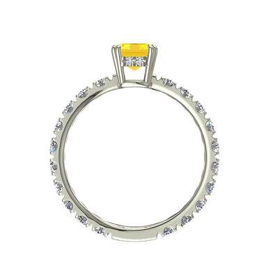 Anello di fidanzamento Valentina con diamante tondo da 1.50 carati e zaffiro giallo smeraldo