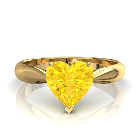 Solitaire saphir jaune coeur 0.30 carat Elodie en or jaune 18 carats