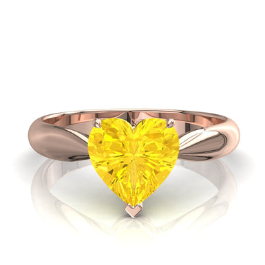 Bague de fiançailles saphir jaune coeur 0.30 carat Elodie A / SI / Or Rose 18 carats