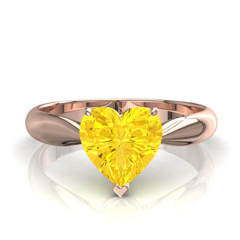 Bague de fiançailles saphir jaune coeur 0.30 carat Elodie en or rose 18 carats