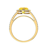 Anello con zaffiro giallo a forma di cuore e diamanti tondi Genova in oro giallo 1.60 carati