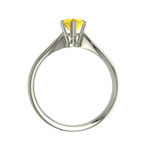 Anello di fidanzamento marquise zaffiro giallo Elodie in oro bianco 1.20 carati