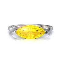 Bellissimo anello di fidanzamento con zaffiro giallo marquise in oro bianco 1.50 carati