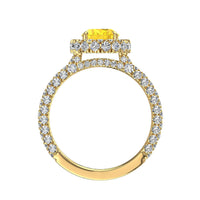 Solitario zaffiro giallo ovale e diamanti tondi oro giallo 2.20 carati Viviane