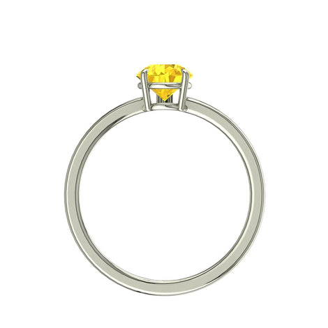 Bella anello di fidanzamento in oro bianco con zaffiro giallo pera da 0.30 carati