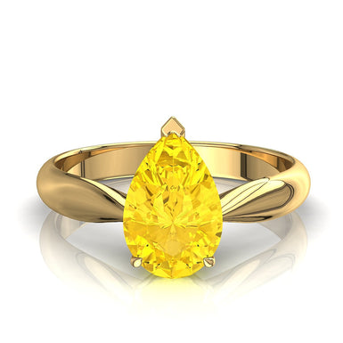 Solitaire saphir jaune poire 0.30 carat Elodie A / SI / Or Jaune 18 carats