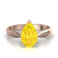 Anello di fidanzamento a pera con zaffiro giallo Elodie in oro rosa 0.70 carati