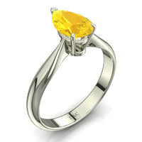 Anello di fidanzamento a pera con zaffiro giallo Elodie in oro bianco 2.00 carati