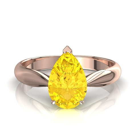 Anello di fidanzamento a pera con zaffiro giallo Elodie in oro rosa 2.00 carati