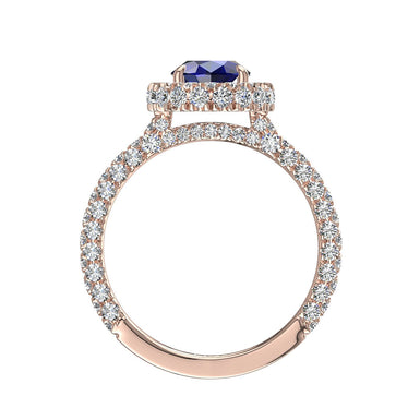 Anello Viviane con zaffiro ovale e diamanti tondi 1.50 carati