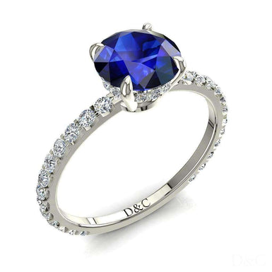 Valentine 0.80 carat round sapphire and round diamond engagement ring