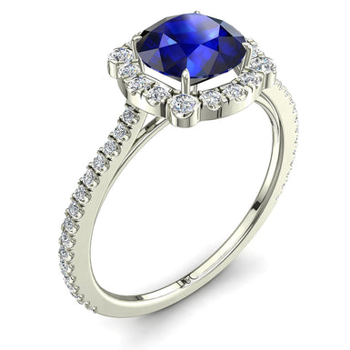 Alida 0.90 carat round sapphire and round diamonds ring