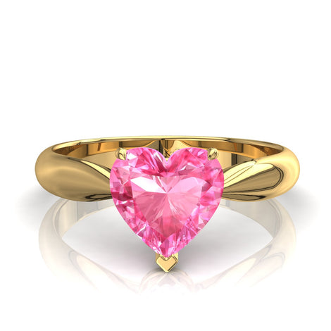 Anello di fidanzamento cuore zaffiro rosa 0.70 carati oro giallo Elodie