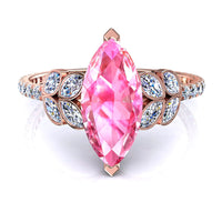 Anello marquise zaffiro rosa e diamanti marquise oro rosa 2.60 carati Angela