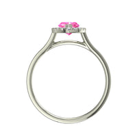 Anello di fidanzamento con zaffiro rosa marquise e diamanti tondi Capri in oro bianco 1.70 carati