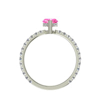 Solitario con zaffiro rosa marquise e diamanti tondi San Valentino in oro rosa 1.70 carati