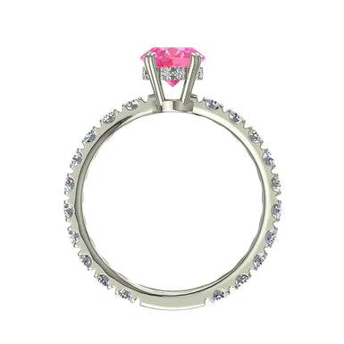 Anello Valentina con zaffiro rosa ovale da 1.50 carati e diamante tondo