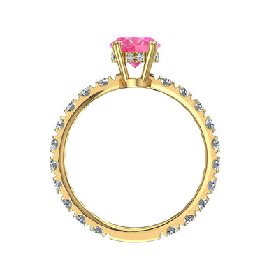 Bague saphir rose ovale et diamants ronds 1.50 carat Valentina