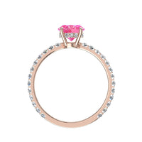 Bague saphir rose ovale et diamants ronds 1.50 carat or rose Valentine